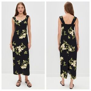 Reformation Vea Midi Dress Black Floral Mood For Love Womens 8 NWT